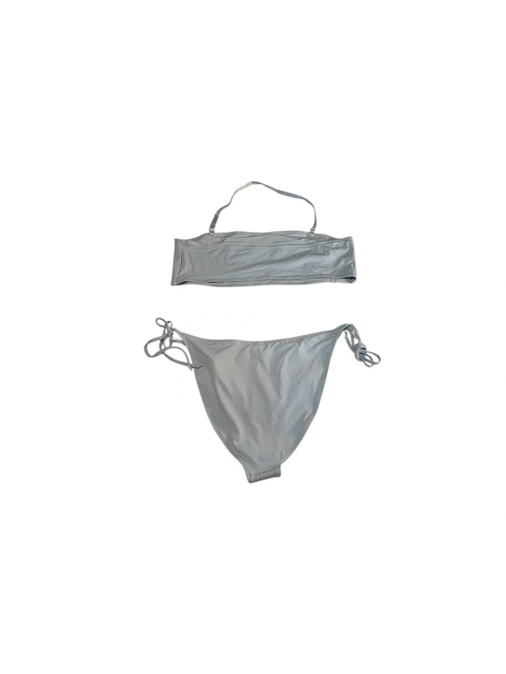 SKIMS Recycled Swim Bikini Set 4X Iris Blue Bandeau Dipped Tie Bottom NWT
